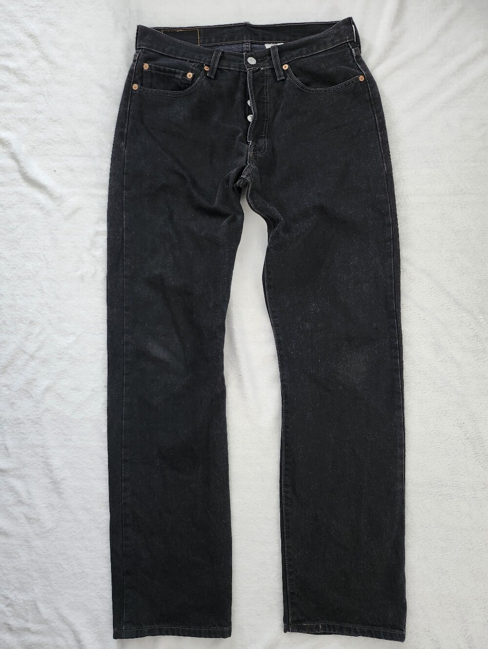Vintage Y2K LEVI'S 501 Original Fit Buttonfly Faded Black Size 32